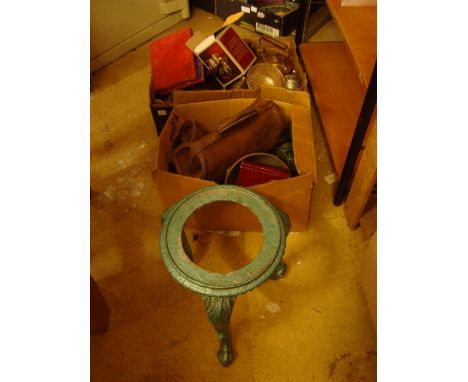 Mixed metalware to include copper kettle, tankards, Gladstone bag containing tools etc.