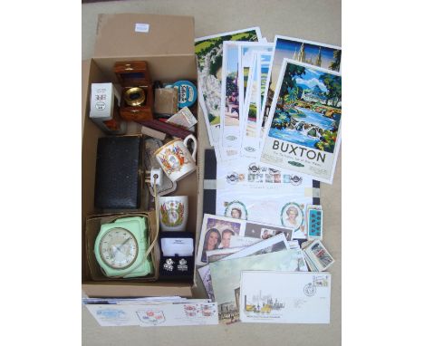 A mixed lot to include three penknives, a Smiths Sectric electric clock, an enamel railway foreman's arm badge etc.