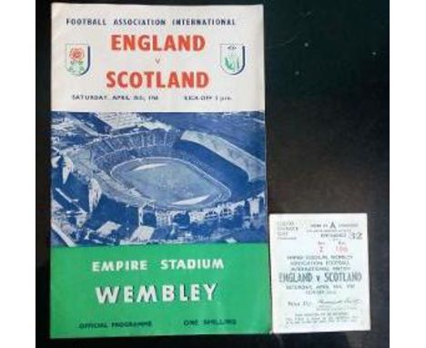1961 ENGLAND V SCOTLAND PROGRAMME &amp; TICKET ( SCORE 9 - 3 )