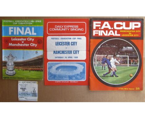 &nbsp;1969 F.A. CUP FINAL LEICESTER V MANCHESTER CITY
Programme, ticket, song sheet and Daily Mirror souvenir. Slight creasin