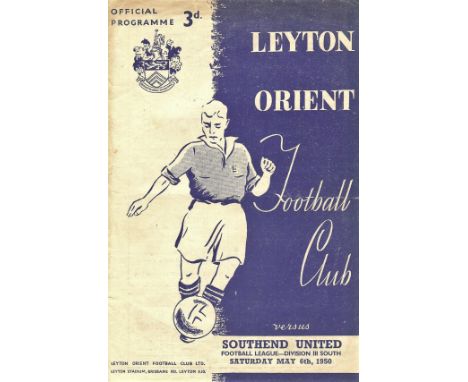 1949/50 LEYTON ORIENT V SOUTHEND UNITED&nbsp;
Team changes noted and light fold.