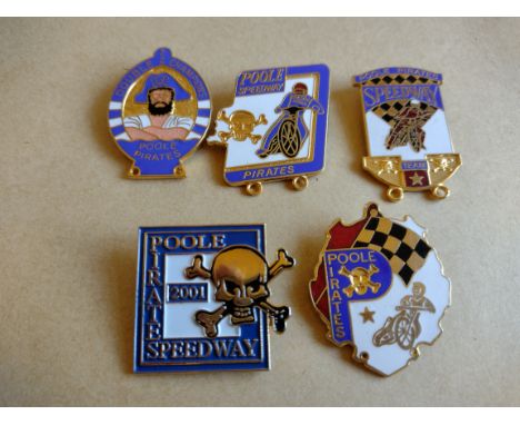 SPEEDWAY - POOLE GILT BADGES X 5&nbsp;