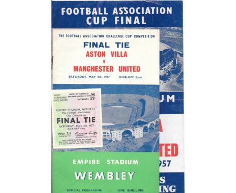 1957 FA CUP FINAL ASTON VILLA V MANCHESTER UNITED PROGRAMME, TICKET &amp; SONG SHEET
Programme &amp; ticket are both in good 