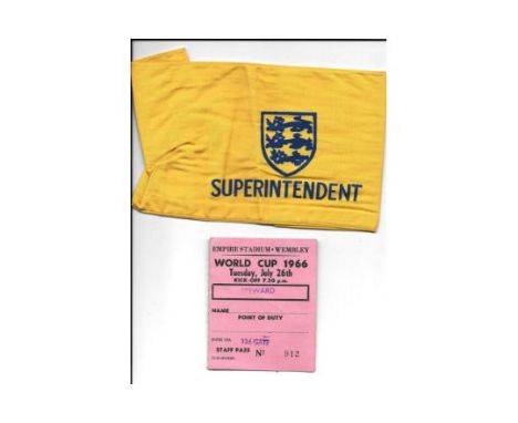 1966 WORLD CUP S/F ENGLAND V PORTUGAL RARE STEWARDS TICKET &amp; ARMBAND