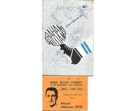 WEST BROMWICH ALBION - 1965 GRAHAM WILLIAMS TESTIMONIAL AUTOGRAPHED PROGRAMME &amp; TICKET&nbsp;
Both in good condition, prog