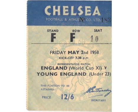 1958 ENGLAND ( WORLD CUP XI ) V YOUNG ENGLAND AT CHELSEA TICKET