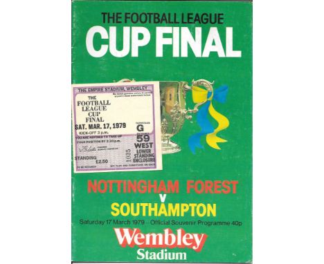 1979 LEAGUE CUP FINAL NOTTINGHAM FOREST V SOUTHAMPTON PROGRAMME &amp; TICKET
Slight fold &amp; small tear on ticket