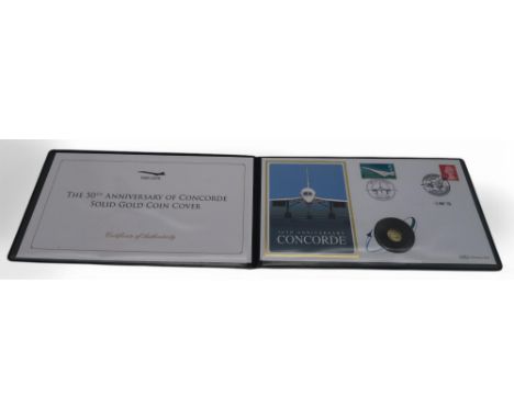 A Jubilee Mint 50th Anniversary of Concorde 9 ct gold coin first day cover, 2 Mar 2019&nbsp; Obverse Elizabeth II wearing Geo