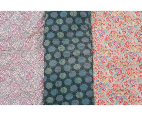 A 1930s/40s double sided Comfy quilt with pink floral pattern on green ground with green surround 176cm x 150cm, together wit