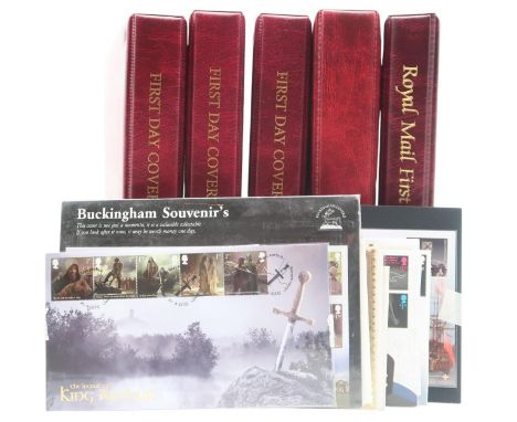 Royal Mail a collection of first day covers and Royal Mail Mint Stamps in five folders with themes including David Bowie, The