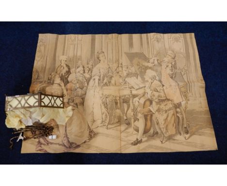 A rise and fall light together with a woven tapestry panel Condition Report:Available upon request