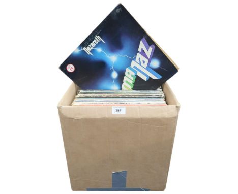 Vinyl LP Records, a box of mostly rock and pop LP records with Neil Young, Nazareth, Elvis etc Condition Report:Available upo