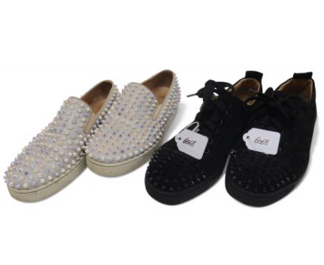 A pair of Christian Louboutin Roller Boat trainers, size 40 and a pair of black Vieira Spikes trainers, size 38 Condition Rep
