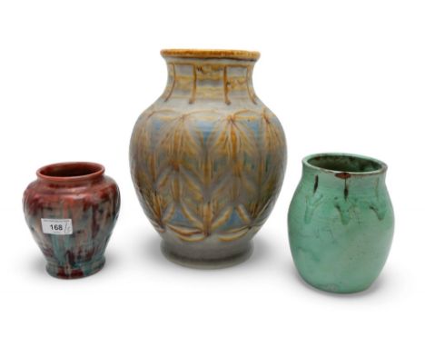 Two Royal Lancastrian pottery vases, one by&nbsp;Edward Terence Radford, the other Richard Joyce, together with a further vas