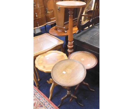 A lot comprising a 20th century tripod based jardinière stand and three assorted tripod based wine tables (4)&nbsp; Condition