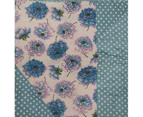 Two 1930s/40s Comfy quilts with pink floral diamond and dusky pink surround, reversed decoration on other side , 220cm x 172c