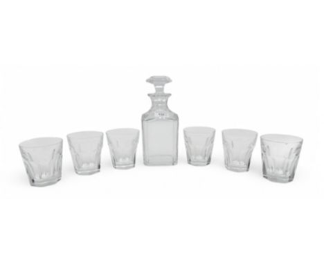 A Baccarat Harcourt whisky decanter and six tumblers Condition Report:two glasses with chips to rims