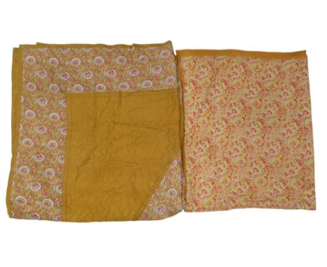 Two 1930s/40s Comfy quilts with central mustard paisley diamond with mustard surround &amp; paisley border, 220cm x 174cm, th