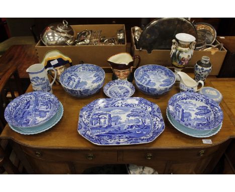 MISCELLANEOUS CERAMICS to include a Coalport porcelain vase, two Royal Doulton character jug, two Copeland Spode blue and whi