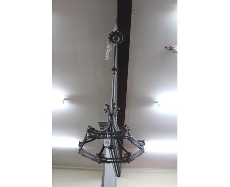 A WROUGHT IRON ART NOUVEAU LAMP or light fitting, 118cm high 