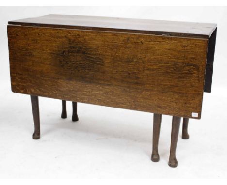 AN 18TH CENTURY OAK DROP LEAF TABLE 117cm wide , an Edwardian small mahogany oval night cupboard and a George III commode (3)