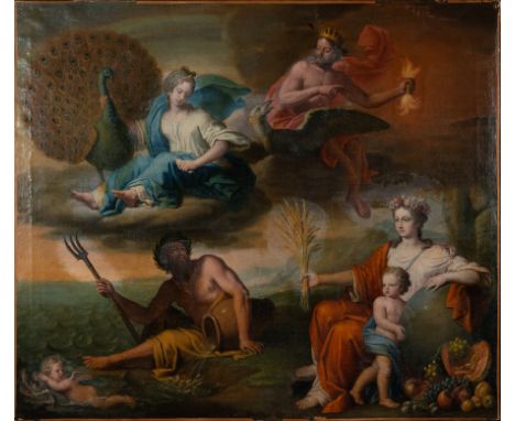 Oil on canvas, no frame attached, three small stains on the canvas to remove the old varnish, measurements: 67 x 78 cm. Exqui