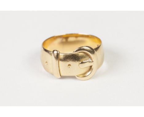 VICTORIAN 18ct GOLD BROAD BUCKLE PATTERN RING, Birmingham 1895, 5gms, ring size 'J/K'