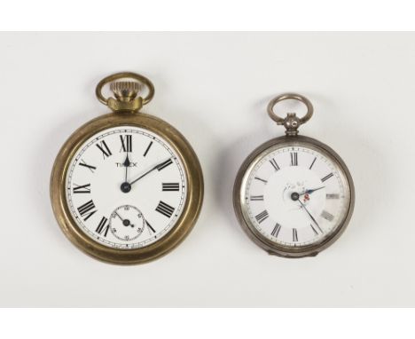 EARLY 20TH SMALL OPEN FACE POCKET WATCH with 800 mark silver foliate engraved case, the white Roman dial with pink chapter ri