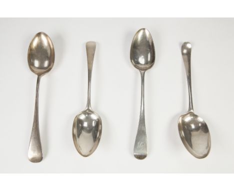 GEORGE III LATE 18TH CENTURY PATTERN SILVER TABLE SPOON  maker Hester Bateman, London 1784 TWO OTHER ANTIQUE OLD ENGLISH PATT