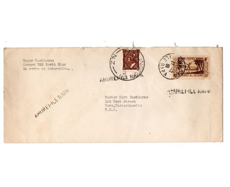 New Hebrides mail with Antarctica interest ! 1939 cover posted AHUREI-ILE-RAPA, franked 10c with additional hand stamps, via 