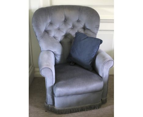 A 20th century Victorian style button back upholstered armchair, 97cm H, 74cm W, 54cm D 