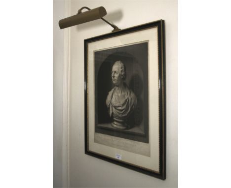 After Jn Young 1808, monochrome engraving, 'The Right Hon William Pitt, etc'. Shown as a stone bust in an alcove, aperture 52