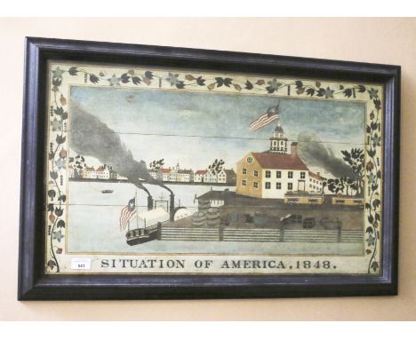 American naïve school, A coloured print “Situation of America 1848”, 54cm H, 87cm W  Condition Report: Contemporary print of 