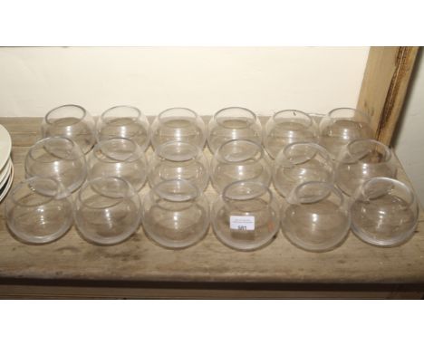 Eighteen glass spherical candle holders for tea light candles 