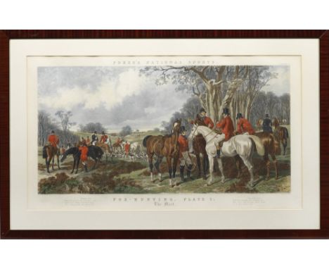 (1811 London - 1865 ebenda)Paar große Blätter mit Fuchsjagd-Szenen"Fores's National Sports. Fox-Hunting, Plate I, The Meet" u