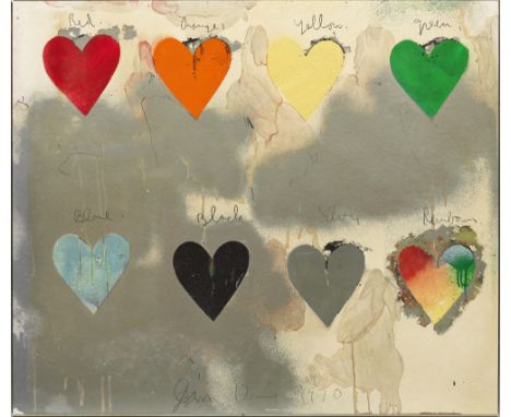 (Geb. 1935 Cincinnati/Ohio. Ansässig in New York)"Eight hearts". OriginaltitelFarboffsetlithographie/Papier, auf Spanplatte k