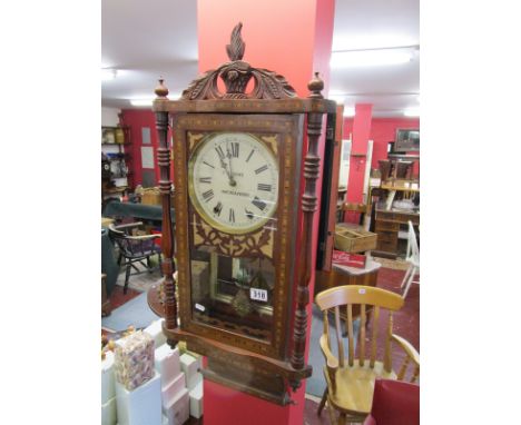 Inlaid and carved clock by F R Rowe
