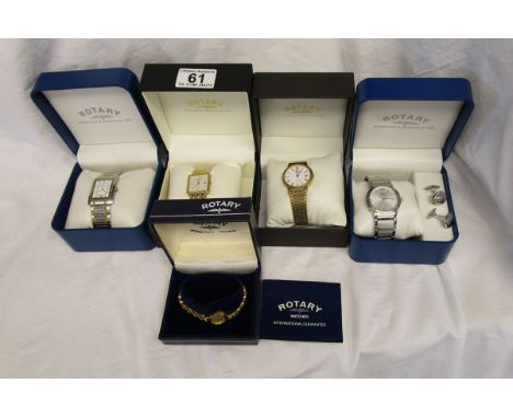 4 gent's & 1 ladies Rotary watches