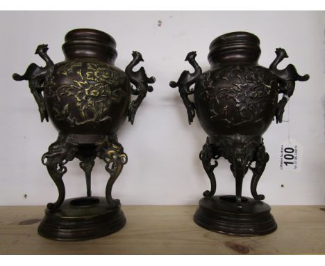 Pair of bronze incense burners