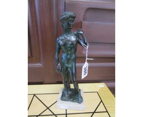 Small bronze of David on marble plinth