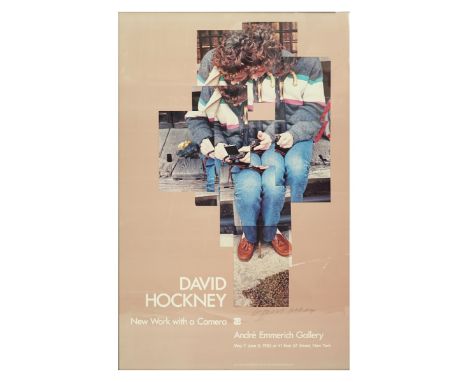 David Hockney, British (b.1937) "Loading his Camera" Offset Lithograph Poster, Signed Lower, dated May 7 to June 3, 1983. Mea