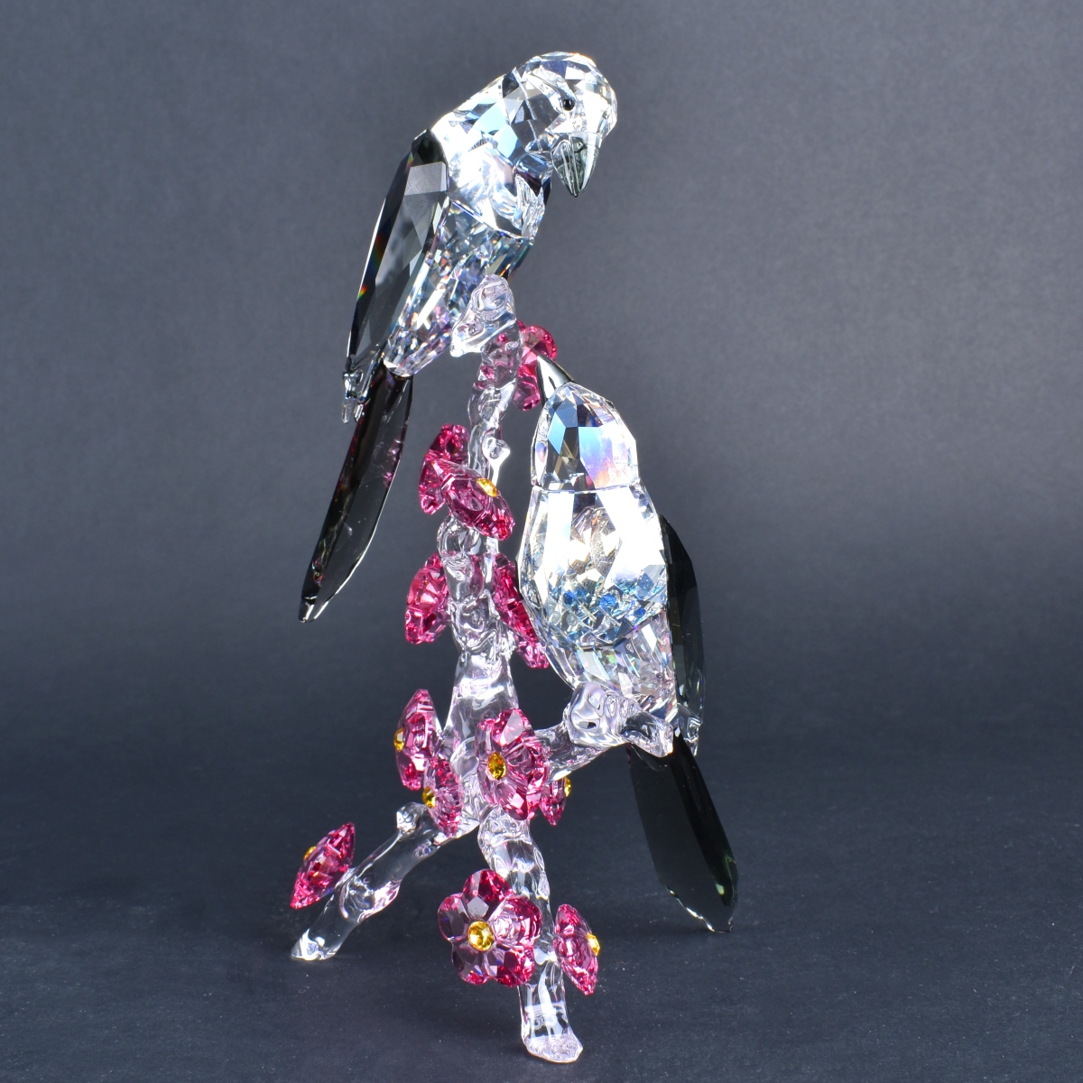 Four (4) Large Swarovski Figurines. Includes, fruit, flowers and birds