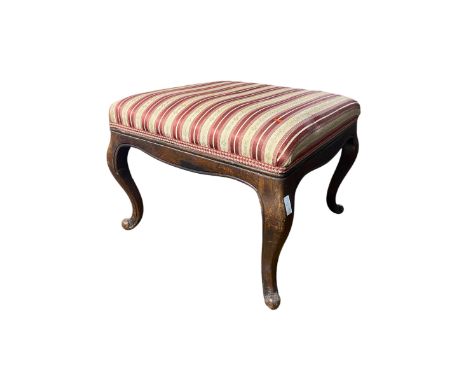 Victorian mahogany serpentine stool, and three other stools and a mahogany commode stool