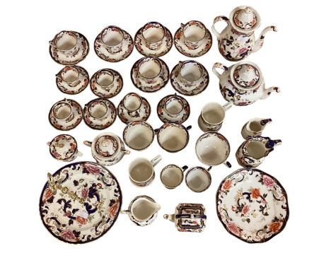 Collection of Mason's Mandalay ceramic tea wares to include, tea pot, coffee pot, taza, cake plates, etc.  All in relatively 