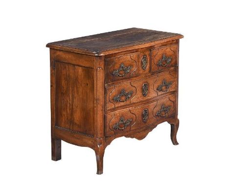 A louis XV fruitwood serpentine fronted commode, French, Mid C18th, 88cmH x 52cmW x 99cmD