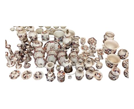 Large collection of Mason's Mandalay ceramic dressing table items, to include vases, lamps, candle sticks, clocks, planters, 