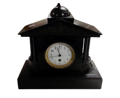 A 19th century black slate mantel clock.