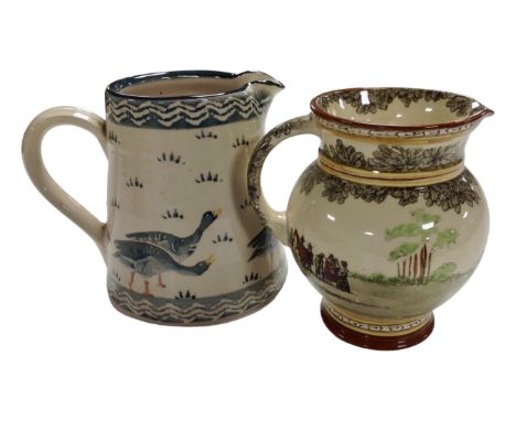 A Royal Doulton jug together with a further ceramic jug depicting ducks.