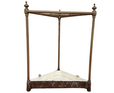 A 19th century brass corner stick stand with lift out tray.