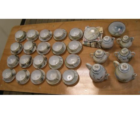 Finely painted, antique 2 delicate Japanese part tea sets, each item finely painted (80+ pieces), Overall in very good condit